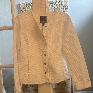 Isaac Mizrahi Live Cream Quilted Utility Jacket Size M